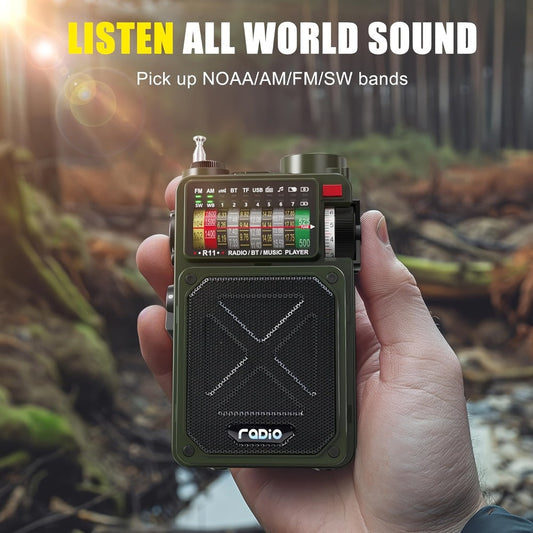 Digital Shortwave Emergency Radio 4000mAh Solar Hand Crank, AM/FM/SW/NOAA Weather Alert, 5W Speaker, SOS Alarm, LED Flashlight, SD Card & USB MP3 Player, Winter Storm Survival Gear for Home & Outdoor