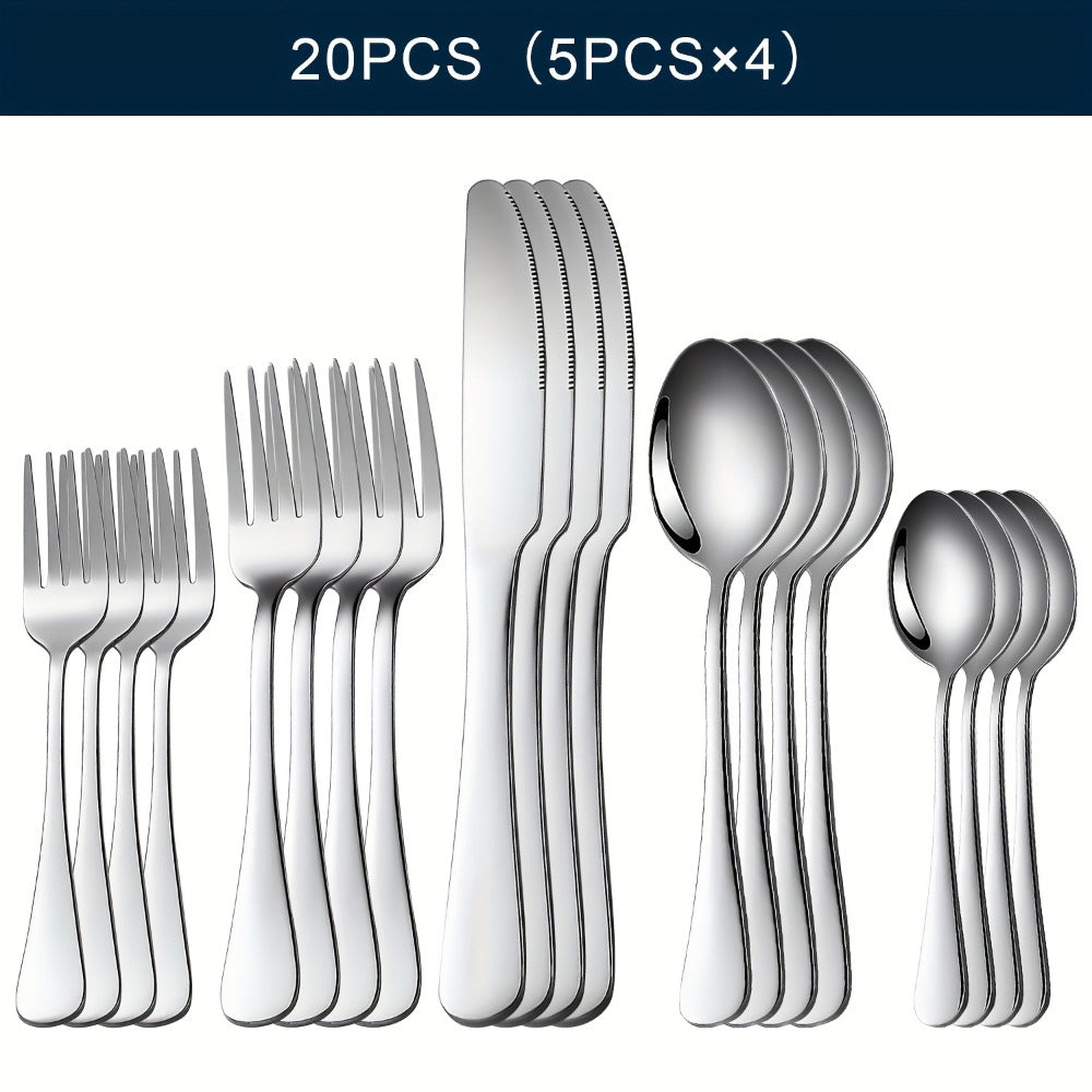 20-, 24-, 30- or 65-Piece Flatware Set in Silver or Black with Option-Specific Serving Utensils