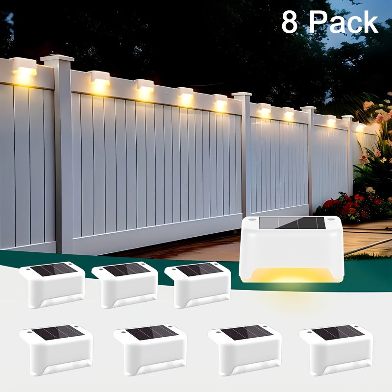 Solar Powered LED Deck Lights – Auto On/Off Outdoor Step Lights for Stairs, Fence, Pathway & Patio, 12-Hour Continuous Lighting, Weatherproof Solar Stair Lights for Garden, Yard & Commercial Use
