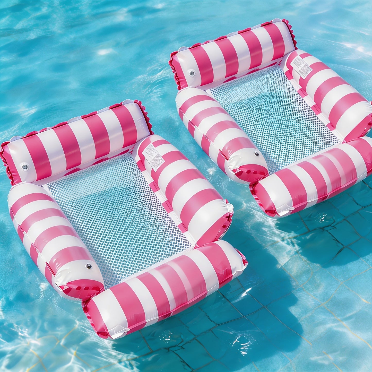 Striped Mesh Pool Float Chair Set, 110cm Size in Blue, Dark Blue, Pink or Mixed Two- and Three-Piece Options