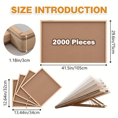 Puzzle Board Table 2000 Pieces Tilting Surface 41.5"x29.6" – Large Wooden Jigsaw Puzzle Plateau with 4 Magnetic Drawers & Cover, Ergonomic Puzzle Organizer for Adults Seniors, Birthday Christmas Gift