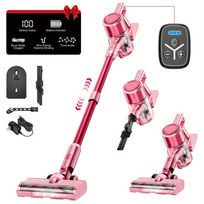 Cordless Vacuum Cleaner 55KPa 8-in-1 Stick Vacuum with LED Light 180° Swivel Lightweight Wireless for Hardwood Carpet Pet Hair Stairs Car Sofa Home Office