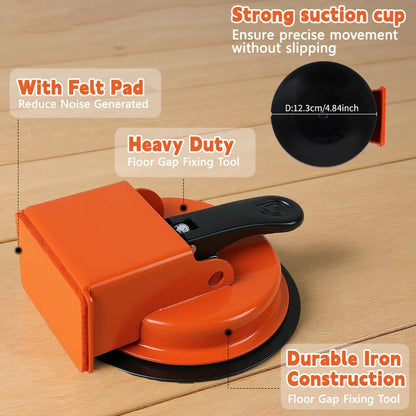 Floor Gap Fixer Tool with 4.84" Suction Cup, Laminate Floor Gap Repair Tool Kit for Vinyl Plank Hardwood Floors, Professional Plank Grabber with Metal Body & Felt Pad, Floor Installation Repair Tool