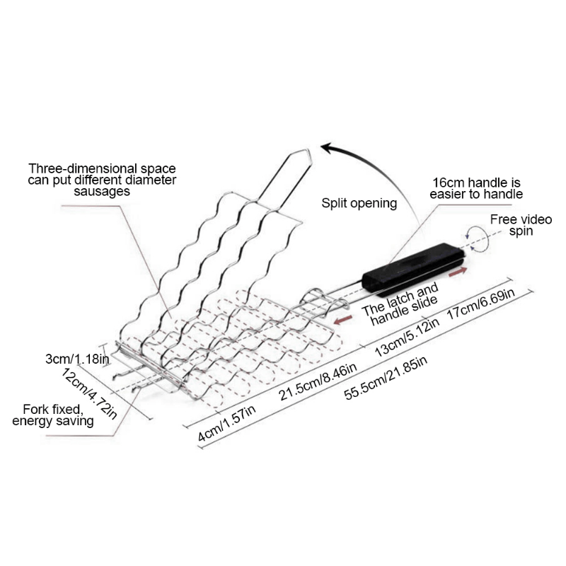 BBQ Sausage Grilling Basket – Metal Mesh Grill Basket