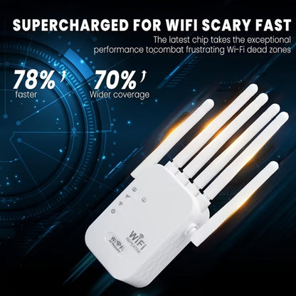 WiFi Range Extender TATOODAA WiFi 6 Dual-Band 2.4/5GHz with Six Antennas, Gigabit Port and AP/Repeater Modes