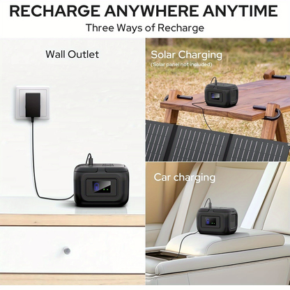 Portable Power Station 120W 97.68Wh Solar Generator with AC Outlet USB-A USB-C DC Output Battery Bank for Camping RV Home Emergency Backup