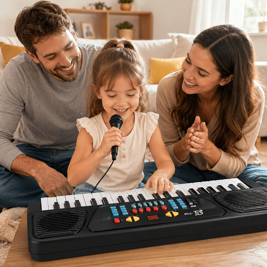 Kids Electronic Keyboard with Microphone, Black, Music Learning Toy for Boys & Girls, Sing-Along Piano Instrument, Educational Birthday Christmas Gift for Children Ages 3+