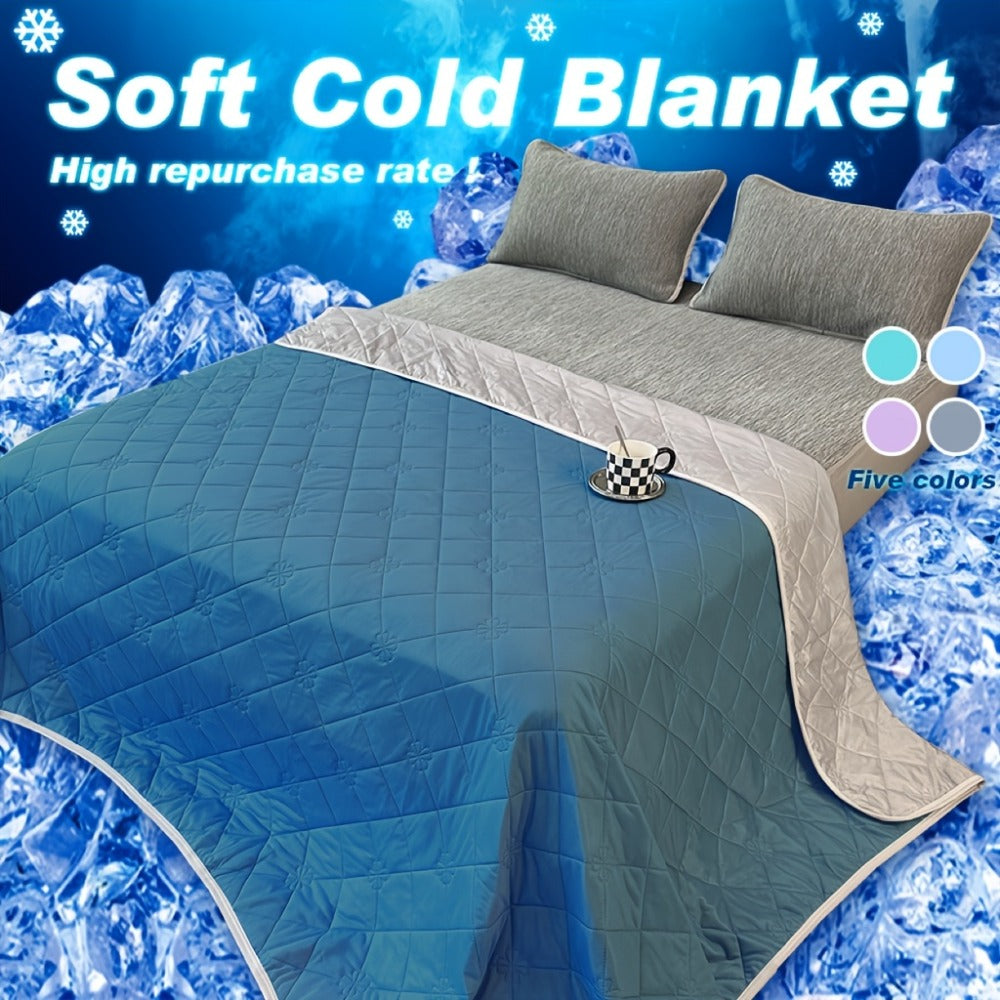 Cooling Blanket for Hot Sleepers – Lightweight Knit Acrylic Throw Blanket, Breathable Air-Cooled Comforter for Summer, Soft Moisture-Wicking Blanket in Throw Twin XL Queen King, Sky Blue Grey Lake Blue Light Green Purple