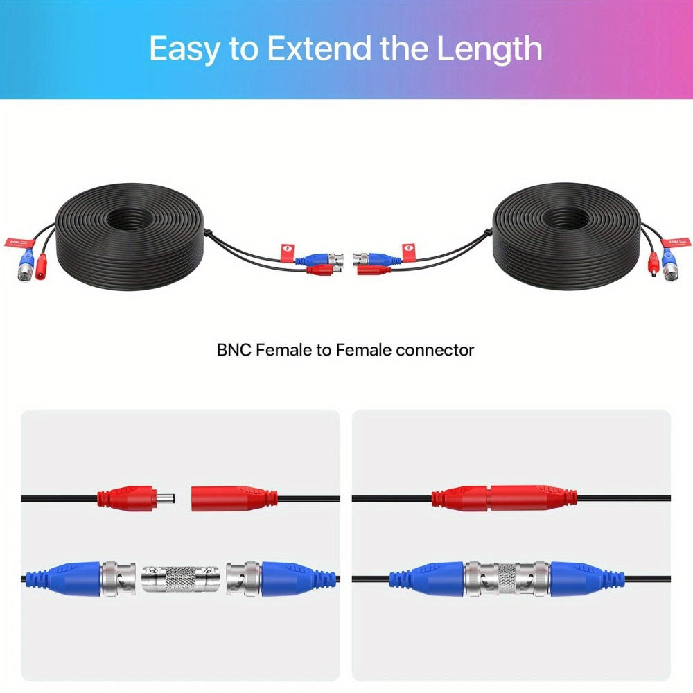 CCTV BNC Cable 4-Pack 100ft 30M, ZOSI Video Power 2-in-1 Security Camera Cable with BNC Connector and DC Plug