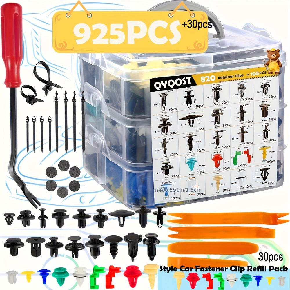 Car Body Fasteners Kit – Snap Rivets, Wing Expansion Screws & Willow Nails, Universal Automotive Retainer Clips for Car Body Panels, Bumpers & Trim (115 / 925 / 928 / 1275 pcs)