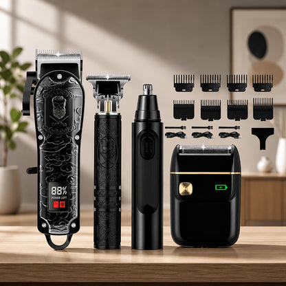 Men's Grooming Kit Hair Clipper & Electric Shaver USB Rechargeable Cordless LED Display – Precision Beard Trimmer Face Shaver Set for Hair Trimming Styling, Grooming Gift for Dad Husband Boyfriend