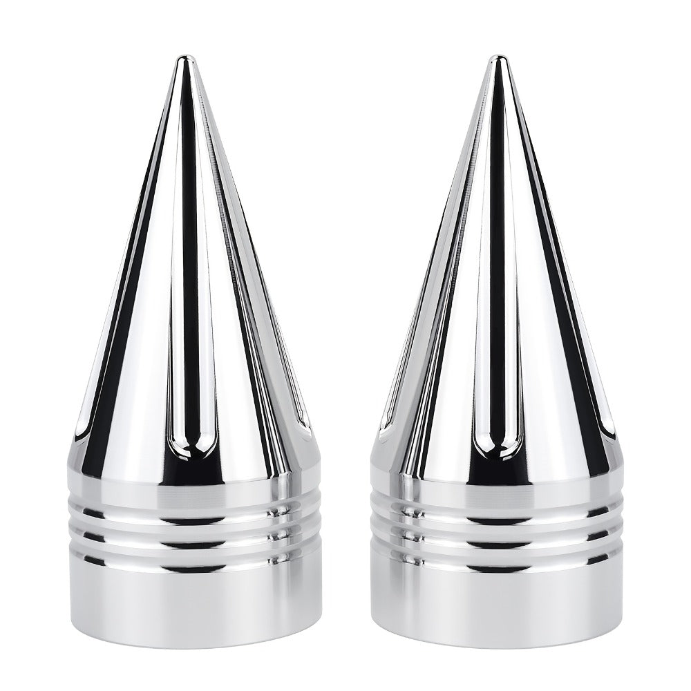 CNC Spike Motorcycle Front Axle Nut Covers Caps 3.6" – Fits Harley Touring Street Glide Road King Electra Glide Tri Glide 2008-Later, Black & Silvery