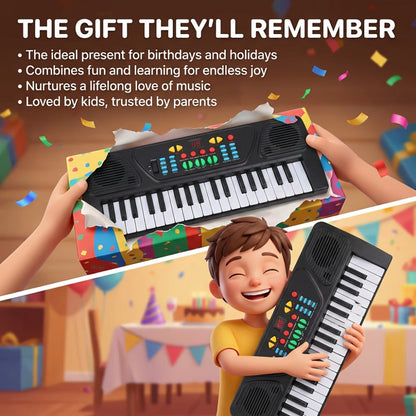 Kids Electronic Piano 37 Keys with Microphone, USB Powered Keyboard for Young Learners, Sing-Along Music Education Toy, Family Fun for Parents & Children, Birthday Celebration Musical Gift for Boys & Girls Ages 3+
