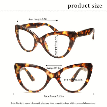Reading Glasses – Four-Pair Cat-Eye Blue-Light Reader Set with Leopard and Gradient Frames
