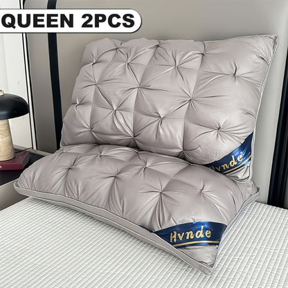 Hotel Quality Pillows 2-Pack, Luxury 5-Star Deep Sleep Neck Support, Non-Collapse Hypoallergenic Polyester Fill, All Season Cooling Bed Pillows Queen King
