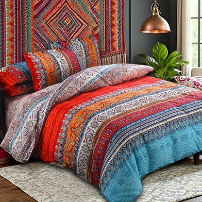Bohemian Floral Quilt Set in Rose Red, Scarlet Red or Dark Pink with Twin, Queen and King Sizes