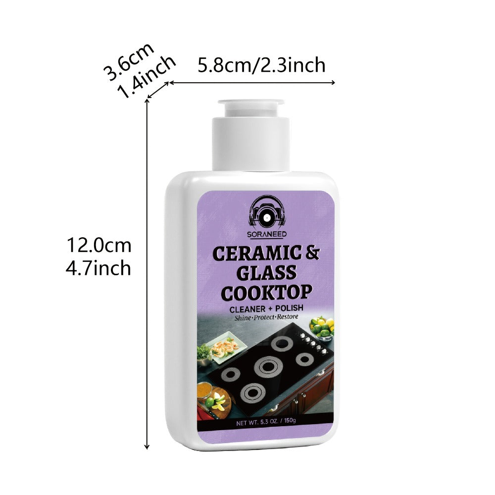 Ceramic Stovetop Cleaner Cream – Heavy Duty Glass Stove Top Cleaning Paste, Removes Burnt-On Grease & Stains, Non-Scratch, Non-Toxic, No Harsh Fumes, Safe for Induction & Electric Cooktops