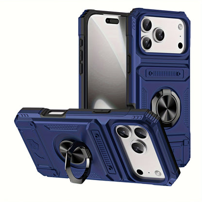 Wallet-Style iPhone Case with Card Slot, Ring Holder and Kickstand in 125 Model and Color Options