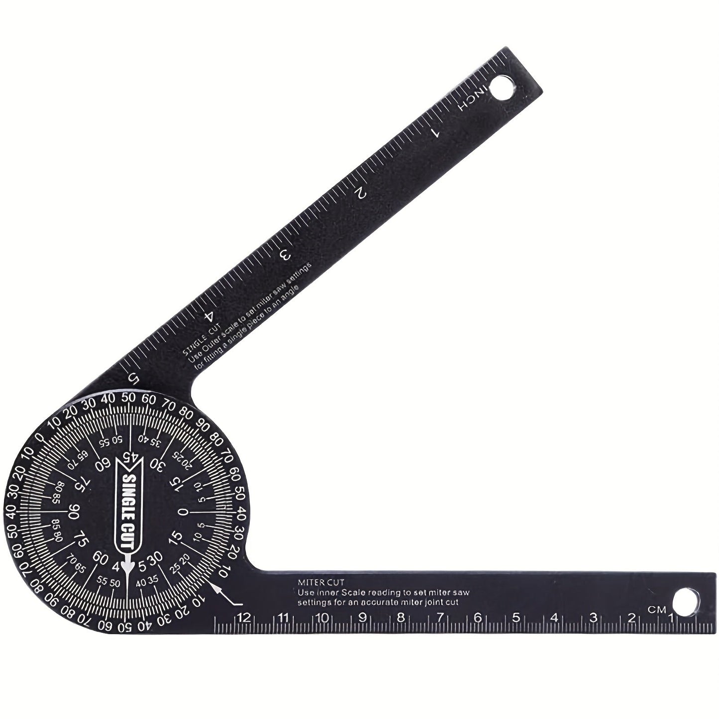 Miter Saw Protractor 7 Inch Aluminum 2-in-1 Professional Angle Finder CNC Machined Precision Laser Engraved Inside Outside Miter Angle for Carpenter Plumber Building Trades Woodworking Black