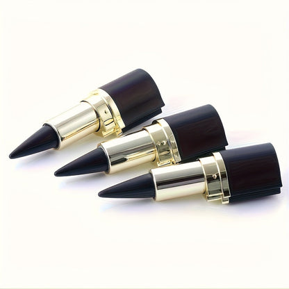Compact Six-Piece Black Cone-Tip Eyeliner Pen Set with Six Matching Sticks in Black and Gold Cases
