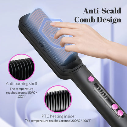Hair Straightener Brush for Home and Travel and Salon Hair Styling with Fast Heat-Up & Anti-Scald Protection