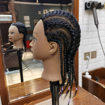 18-Inch Cosmetology Mannequin Head with Hair, Table Clamp, Comb and Sectioning Clips for Styling Practice