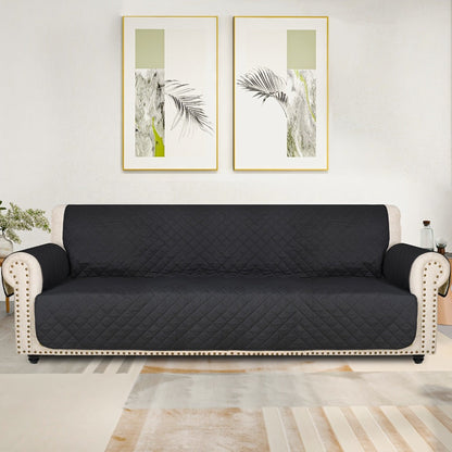 Sofa Cover Five-Layer Quilted Microfiber Protector with Elastic Strap and Foam Anchors for 3 or 4 Seats