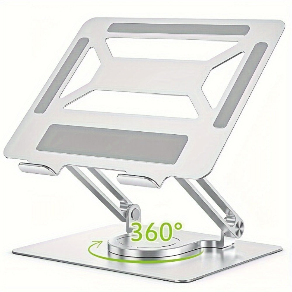 Adjustable Laptop Stand with 360-Degree Rotating Base, Ergonomic Foldable Laptop Holder for MacBook Pro Air and Laptops Up to 17 Inches, Home Office Desk Riser