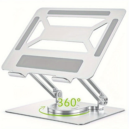 Adjustable Laptop Stand with 360-Degree Rotating Base, Ergonomic Foldable Laptop Holder for MacBook Pro Air and Laptops Up to 17 Inches, Home Office Desk Riser