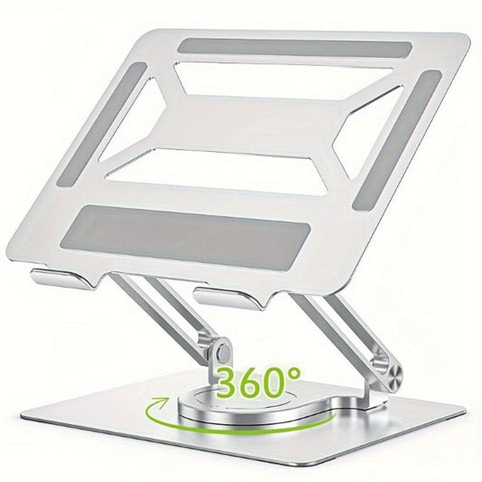 Adjustable Laptop Stand with 360-Degree Rotating Base, Ergonomic Foldable Laptop Holder for MacBook Pro Air and Laptops Up to 17 Inches, Home Office Desk Riser