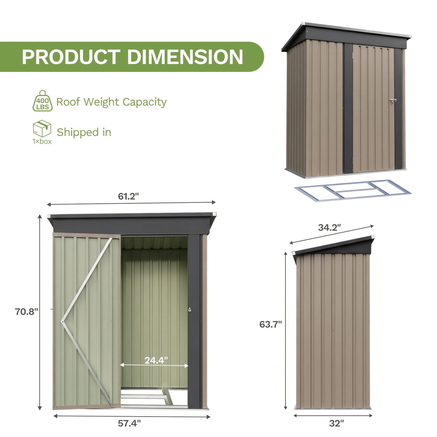 Garden Storage Shed | Metal Lockable Tool Backyard Waterproof Compact