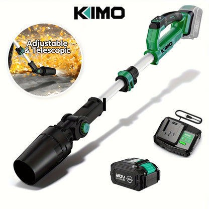 KIMO 20V Brushless Cordless Leaf Blower 650CFM 280MPH with 4000mAh Battery & Fast Charger, 31000RPM Turbo Motor, 3-Speed, Lightweight Handheld for Yard Patio Snow Blowing