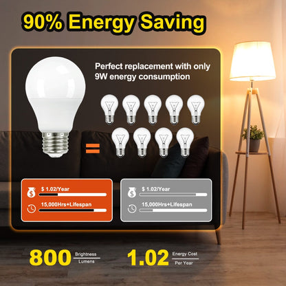 Three-Way A19 LED Light Bulbs with E26 Base and 1500 Lumens in 2700 K or 5000 K, Two or Four Packs
