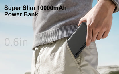 Power Bank 10000mAh 5V/2A for Heated Clothing with USB-C Input/Output in Black or White Battery Pack