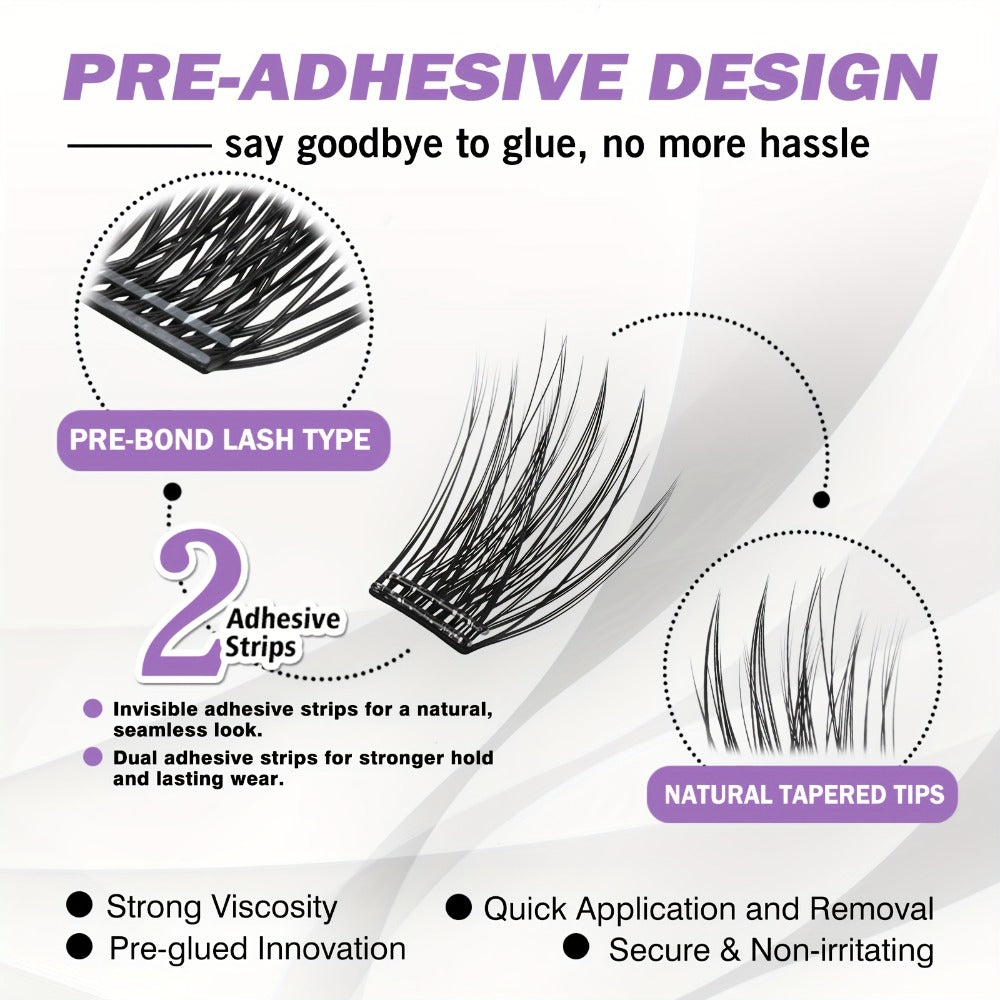 156-Piece Mixed Self-Adhesive Lash Cluster Tray with Black Tweezers and Spoolie Brush in Mixed Style