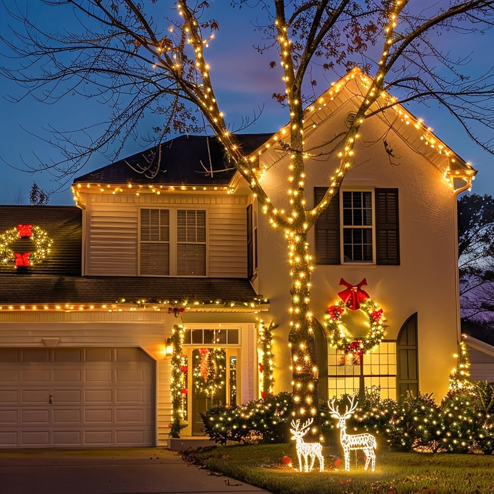 String Lights, IP65 Solar Fairy Lights with Eight Modes, 100- or 200-LED Pack Options and Seven Colors