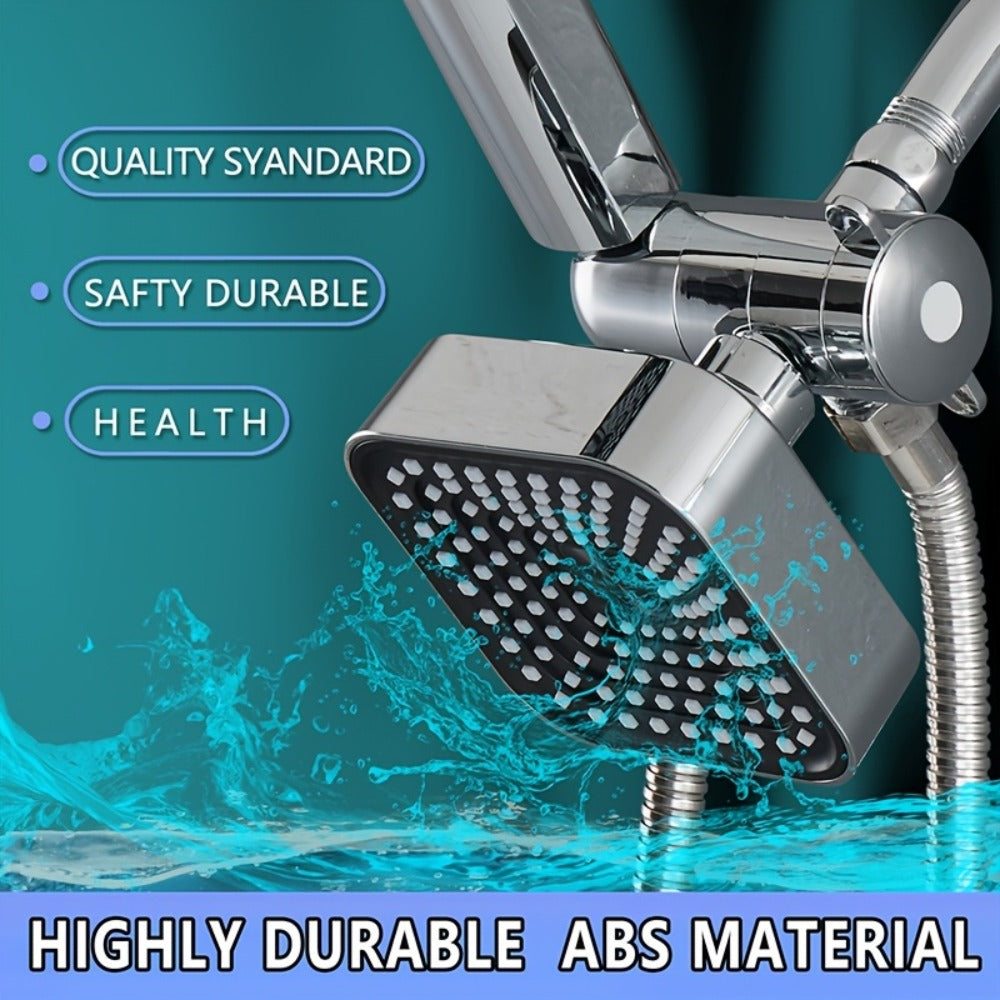 Dual Handheld Shower Kit with 4-Inch Spray Head, Long Hose, 3-Way Diverter and Silver or Black Finish