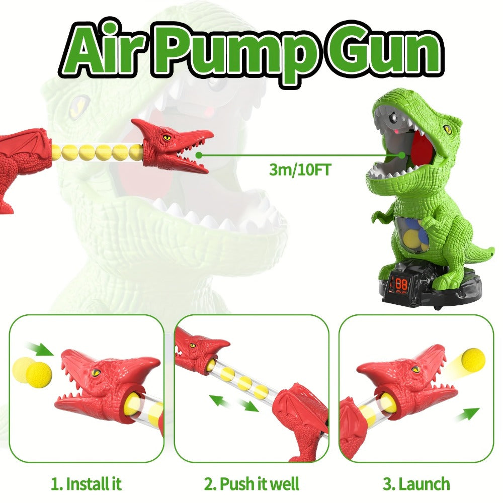 Dinosaur Shooting Game Toy with Sound Light & Spray – Movable Dino Target Launcher Set with Foam Bullets & Goggles for Boys Kids Ages 3+, Indoor Outdoor Blaster Birthday Gift