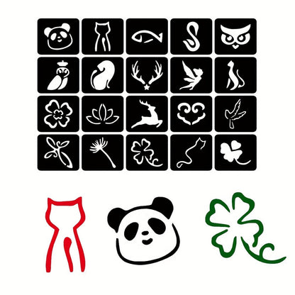 DIY Tattoo Stencils Set 12 Sheets Hollow Design Templates | Reusable Body Art Kit for Arm Ankle Ear Wrist | Waterproof Compatible with Juice Paste Freehand Ink Henna | Unisex Home Party Tattoo Kit