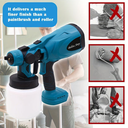 HVLP Paint Sprayer Electric Spray Gun with 3 Spray Patterns & 27oz Container – Cordless Airless Sprayer for House Painting, Furniture, Cabinets, Fence, Walls, Doors, Car DIY Projects