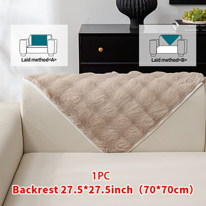 Sofa Cover Thick Faux Rabbit Plush Panels with Anti-Slip Feature for Seat, Armrest, Backrest or Pillowcase