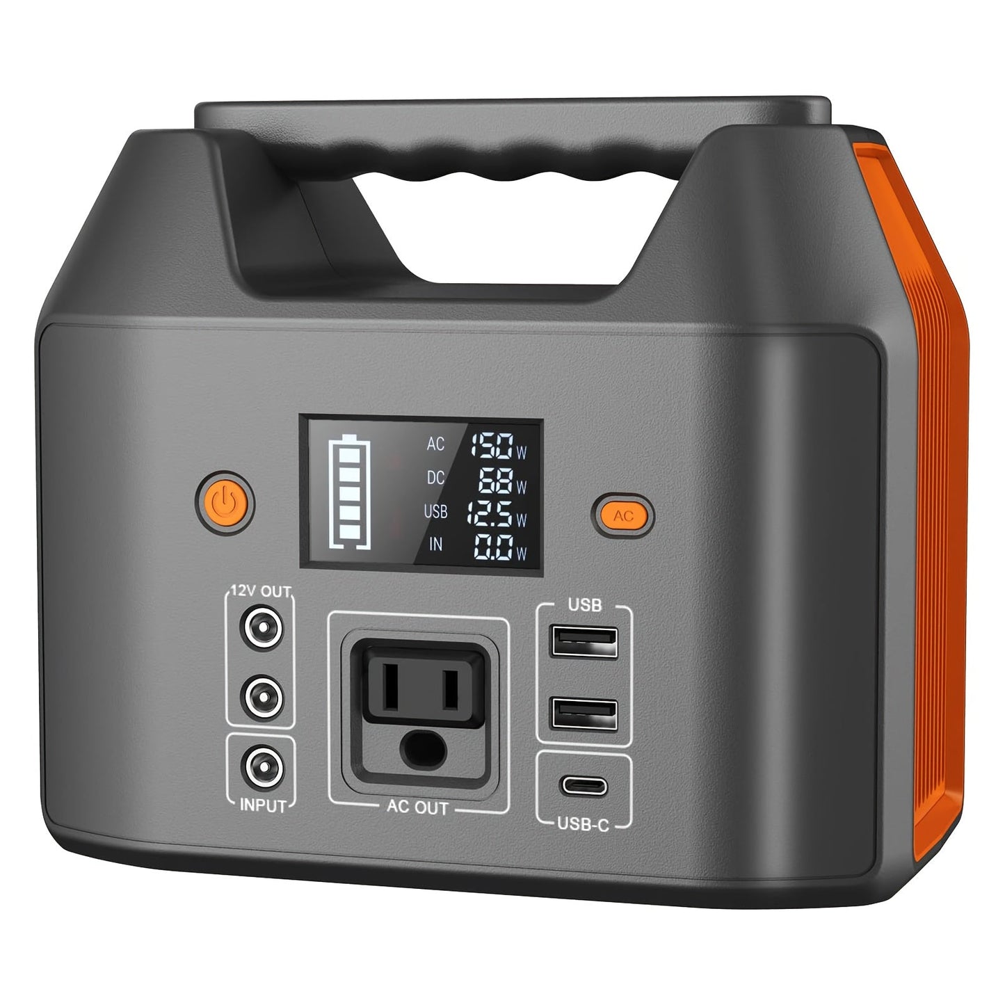 Portable Power Station 576Wh 650W or Compact 150W Configuration with Six Outputs and LED Light