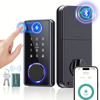 Smart Door Lock Five-Method Deadbolt with Fingerprint PIN IC Card App Key and 100-User Capacity