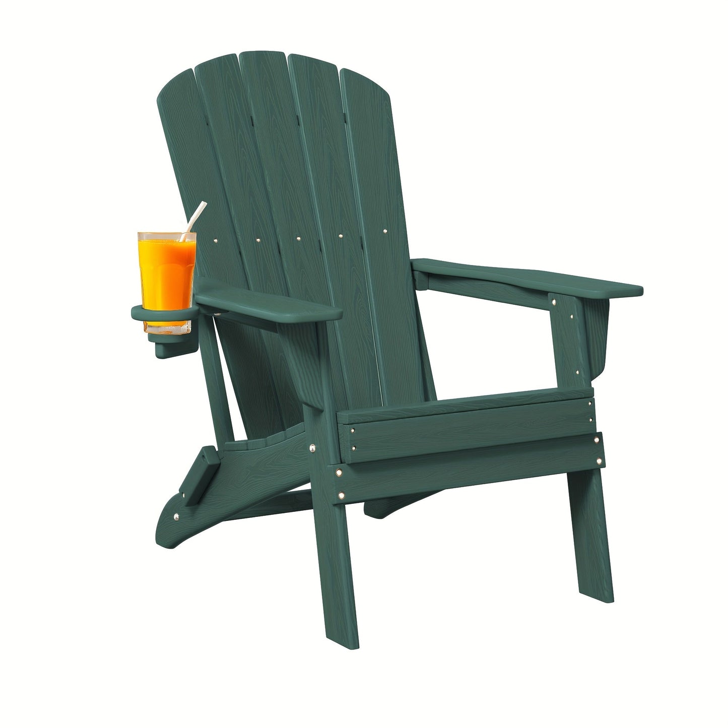 Folding HDPE Adirondack Outdoor Chair with Cup Holder in Four Colors and One-, Two- or Four-Piece Sets