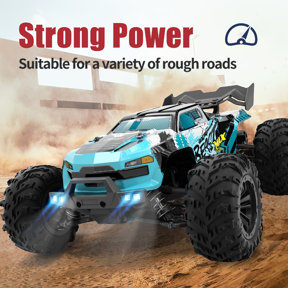 Remote Control Car, 1:16 4WD RC390 Off-Road Racer with 70 km/h Label, LED Lights and Two Batteries