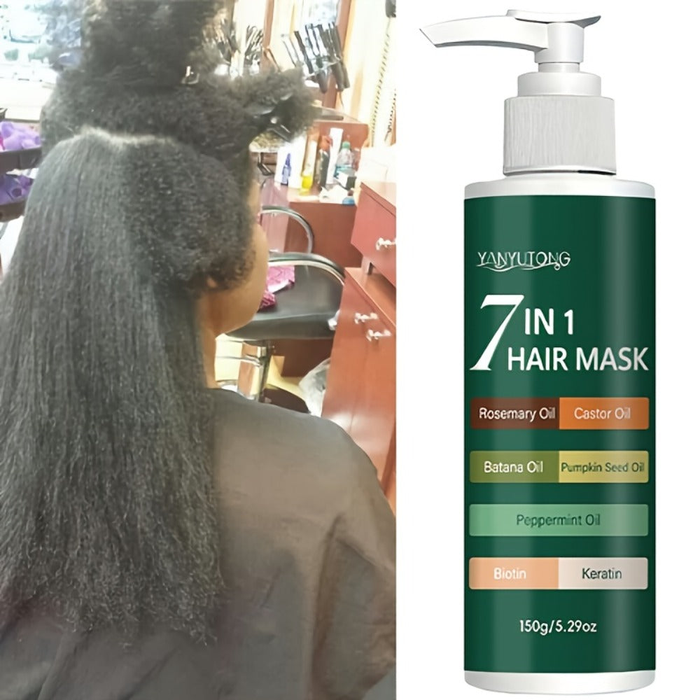150g 7-in-1 Hair Mask in Green Pump Bottle with Rosemary, Batana, Peppermint and Pumpkin Seed Oils