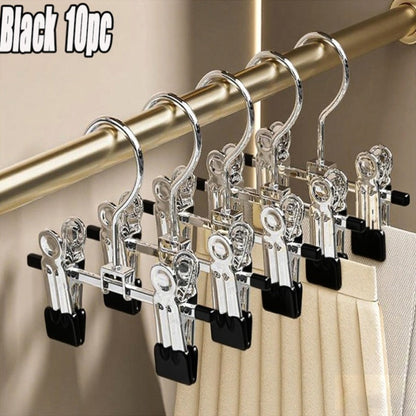 Stainless Steel Clothes Hangers 10 Pack Non-Slip Non-Marking Retractable Metal Hangers with Sock Hook Space Saving Closet Organizer for Wardrobe Drying Laundry