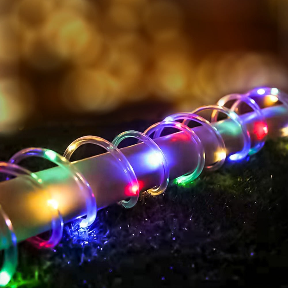 RGB Solar Rope Light with 100 LEDs, 33-Foot Clear Tube and Eight Pictured Lighting Modes for Patio Decor