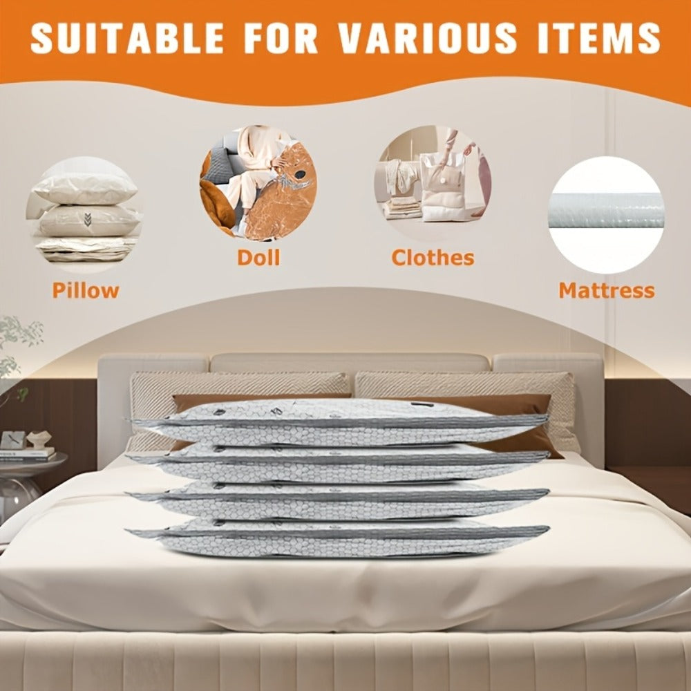 Gray Patterned Vacuum Storage Bag Set with 6-Pack No-Pump or 10- and 16-Pack Electric-Pump Options