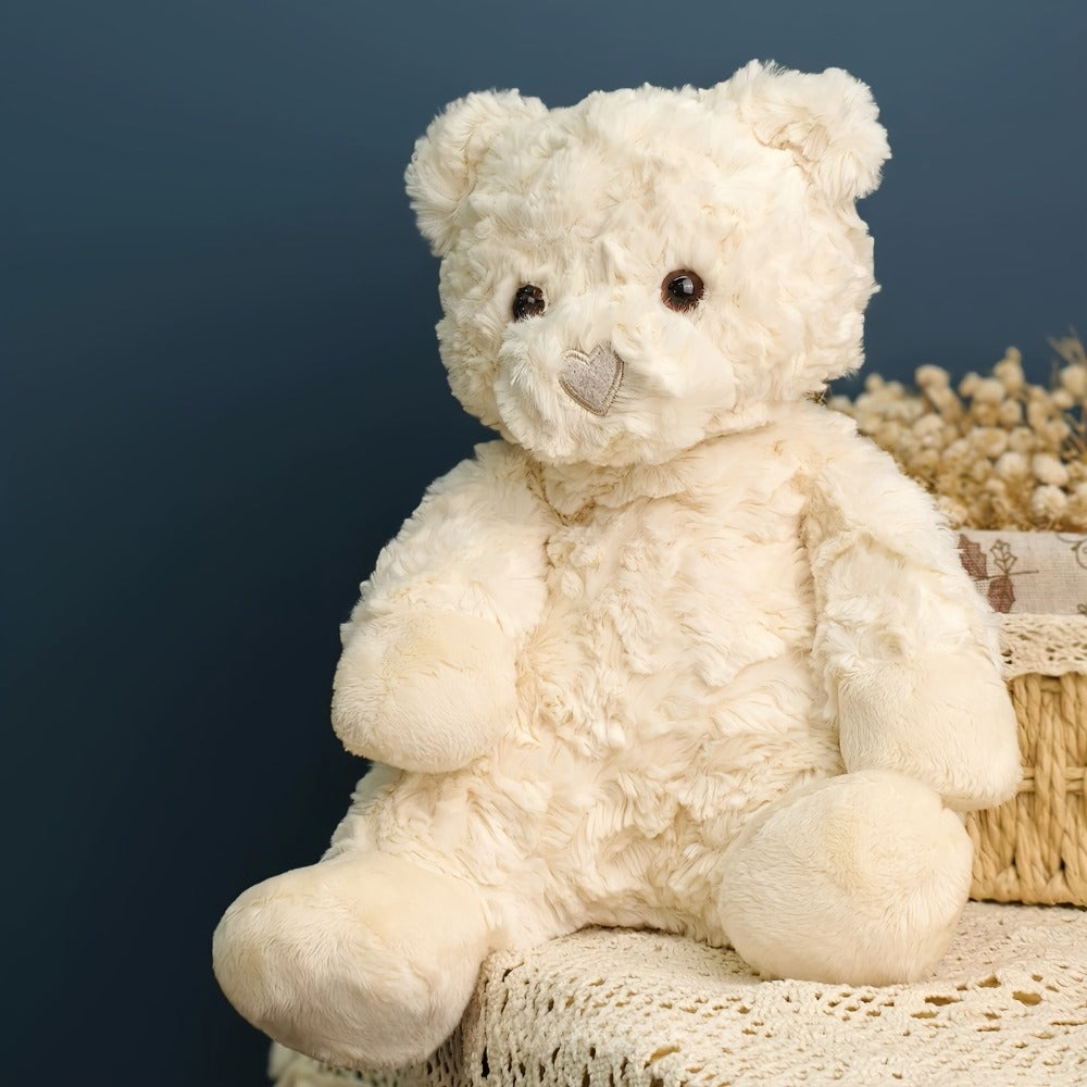 Stuffed Animal White Teddy Bear with Loving Heart Detail, Kawaii Theme and One Source Style